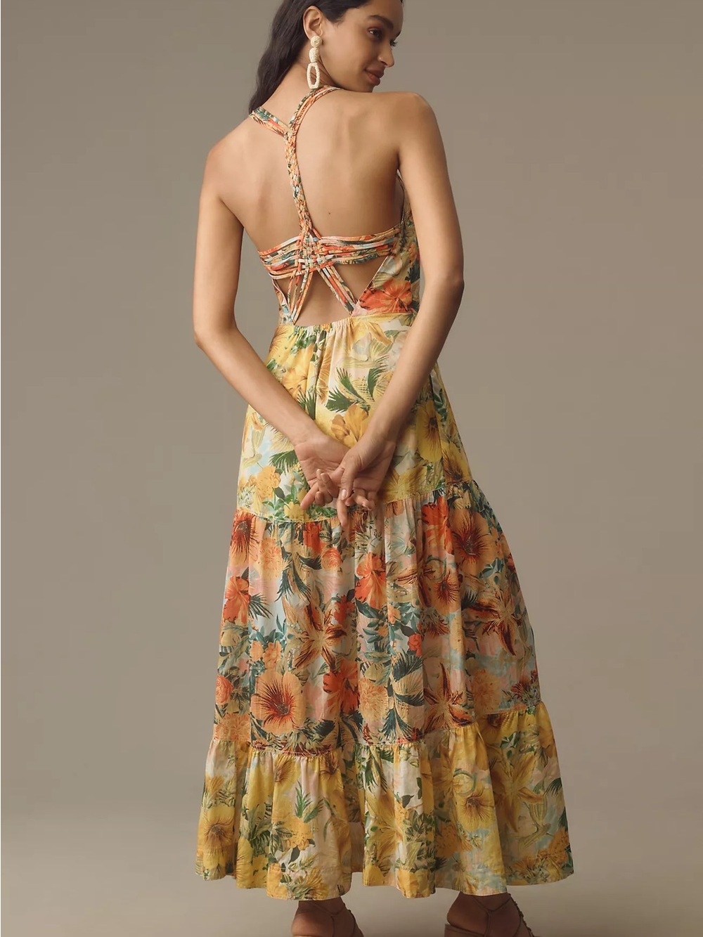 Anthropologie Pilcro Halter Tiered Maxi Dress S NWT